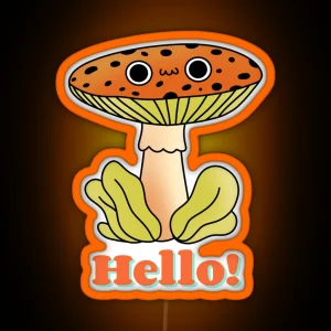 Cute Funny Kawaii Fly Agaric Mushroom Cute Kawaii Art RGB Neon Sign