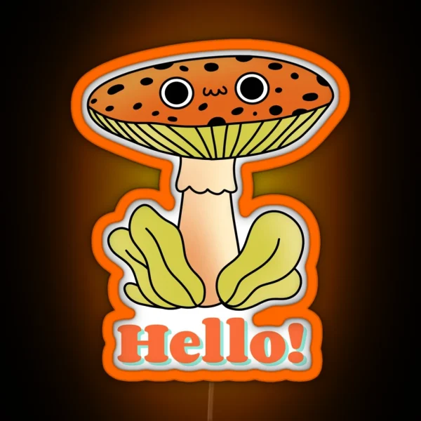 Cute Funny Kawaii Fly Agaric Mushroom Cute RGB Neon Sign