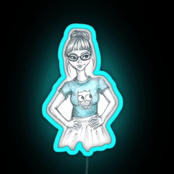 Cute Geeky Girl RGB Neon Sign