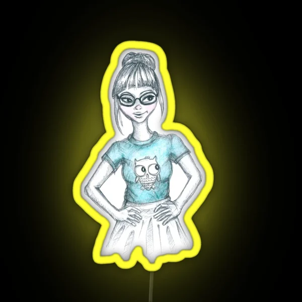 Cute Geeky Girl RGB Neon Sign