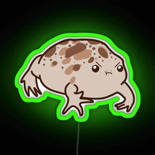 Cute Grumpy Desert Sand Frog RGB Neon Sign