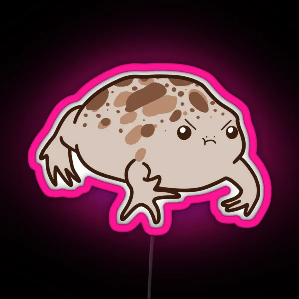 Cute Grumpy Desert Sand Frog RGB Neon Sign