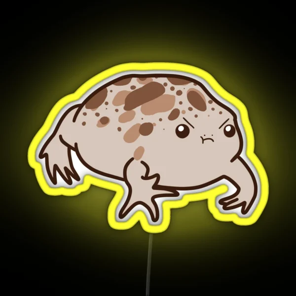 Cute Grumpy Desert Sand Frog RGB Neon Sign