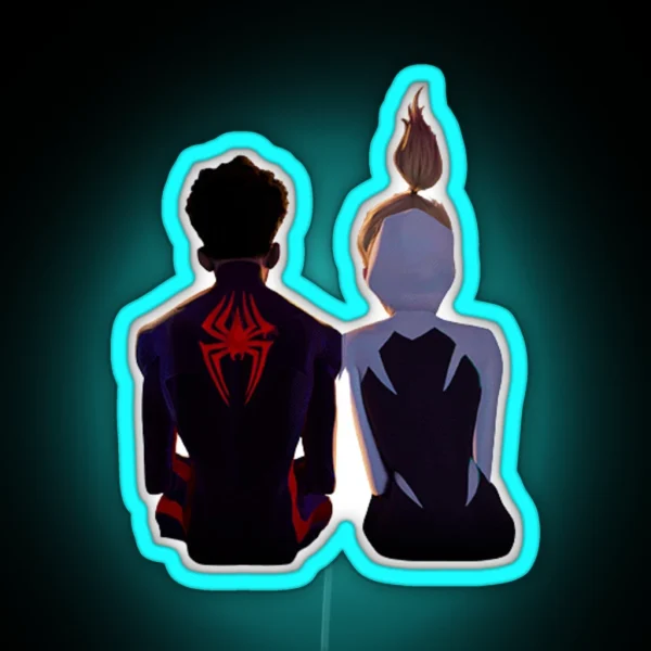 Cute Gwen Stacy And Miles Morales Across The Spider RGB Neon Sign