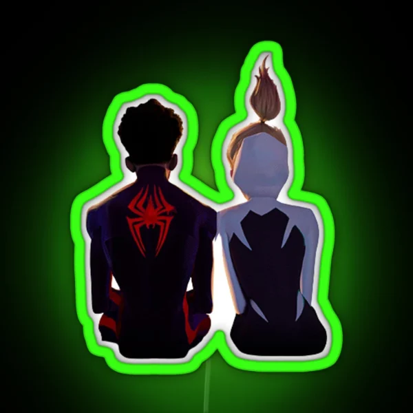 Cute Gwen Stacy And Miles Morales Across The Spider RGB Neon Sign