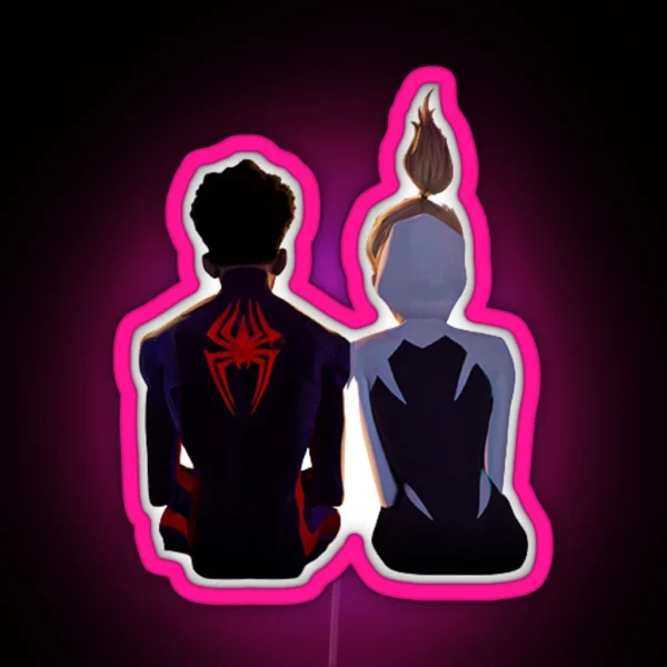 Cute Gwen Stacy And Miles Morales Across The Spider RGB Neon Sign