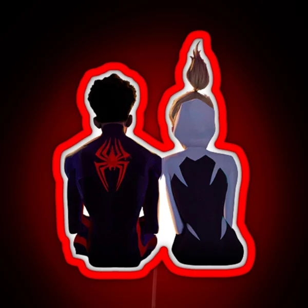 Cute Gwen Stacy And Miles Morales Across The Spider RGB Neon Sign