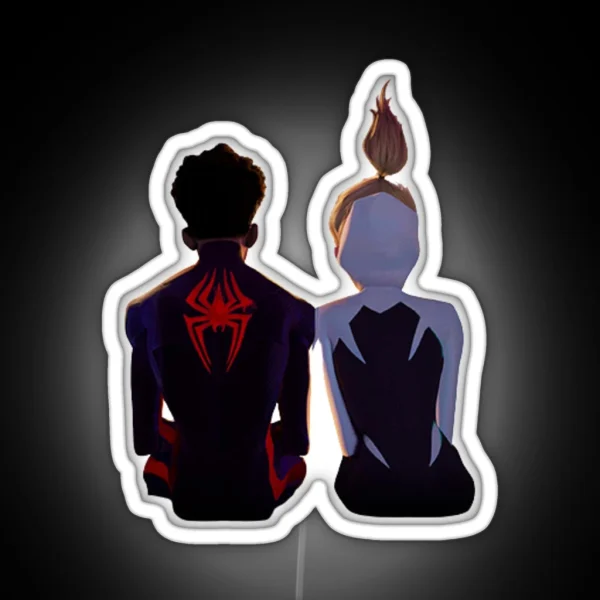 Cute Gwen Stacy And Miles Morales Across The Spider RGB Neon Sign