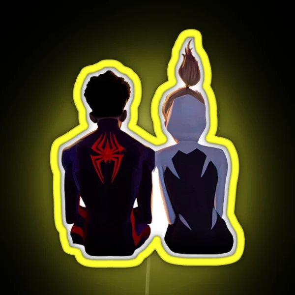 Cute Gwen Stacy And Miles Morales Across The Spider RGB Neon Sign