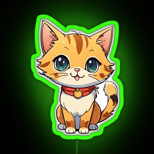Cute Happy Cartoon Cat RGB Neon Sign