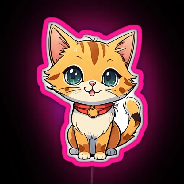 Cute Happy Cartoon Cat RGB Neon Sign