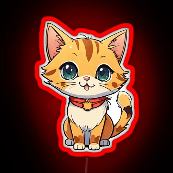 Cute Happy Cartoon Cat RGB Neon Sign