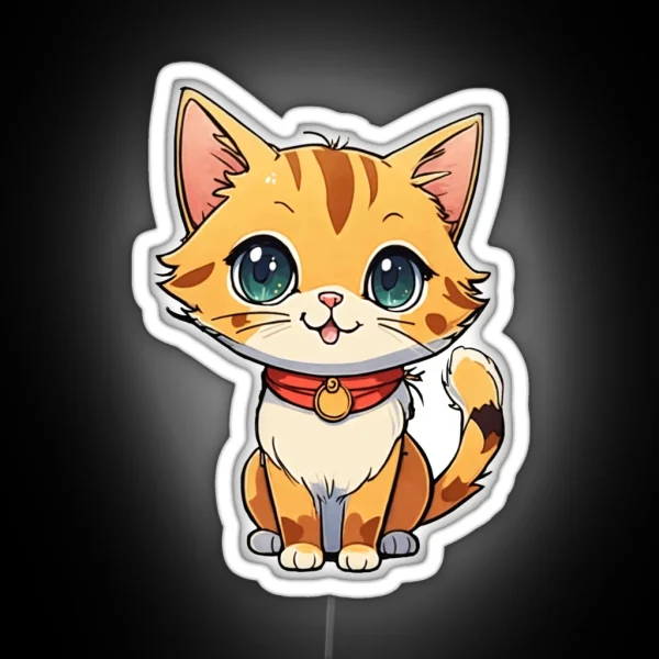 Cute Happy Cartoon Cat RGB Neon Sign