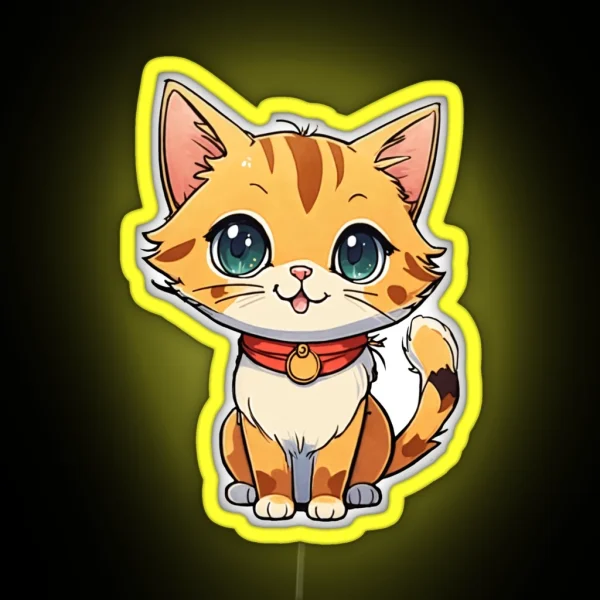 Cute Happy Cartoon Cat RGB Neon Sign