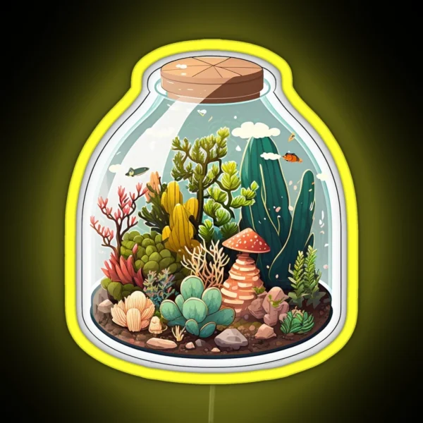 Cute Jar Terrarium RGB Neon Sign