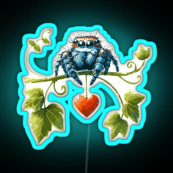 Cute Jumping Spider Of Love Valentines Day RGB Neon Sign