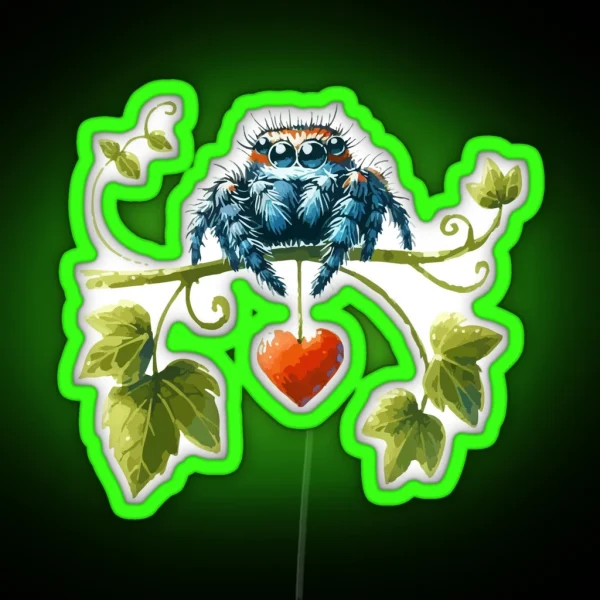 Cute Jumping Spider Of Love Valentines Day RGB Neon Sign
