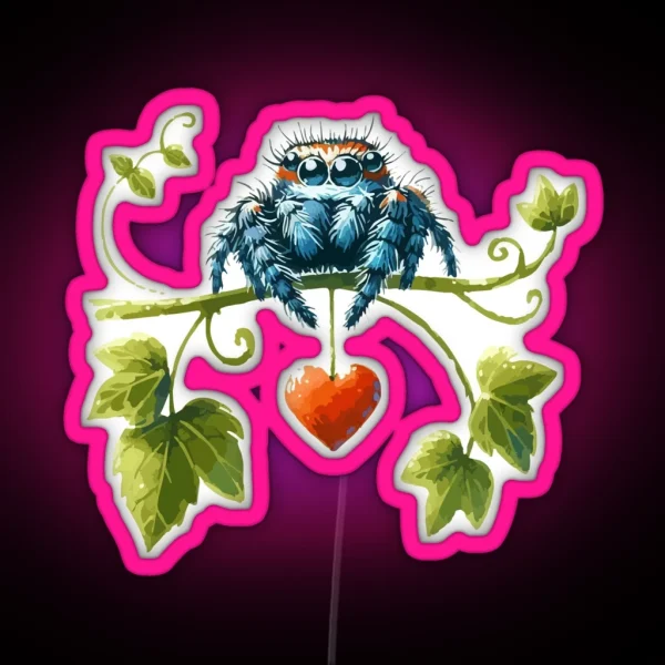 Cute Jumping Spider Of Love Valentines Day RGB Neon Sign