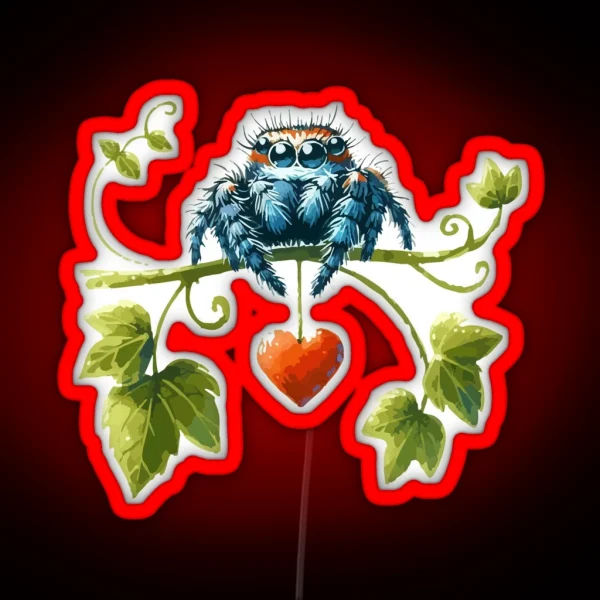 Cute Jumping Spider Of Love Valentines Day RGB Neon Sign