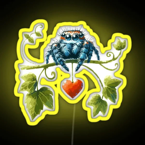 Cute Jumping Spider Of Love Valentines Day RGB Neon Sign