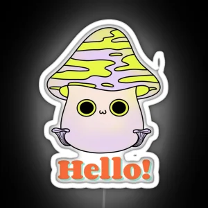 Cute Kawaii Fly Agaric Mushroom Cute Kawaii Art RGB Neon Sign