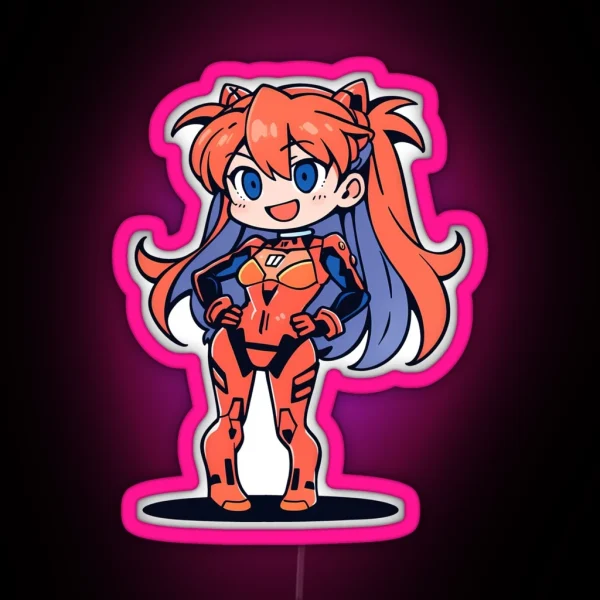 Cute Kawaii Mecha Pilot Anime Girl RGB Neon Sign