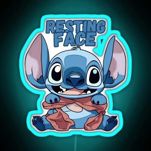 Cute Kawaii Stitch Resting Face RGB Neon Sign