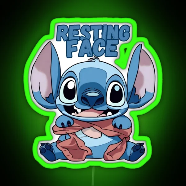 Cute Kawaii Stitch Resting Face RGB Neon Sign
