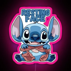 Cute Kawaii Stitch Resting Face RGB Neon Sign