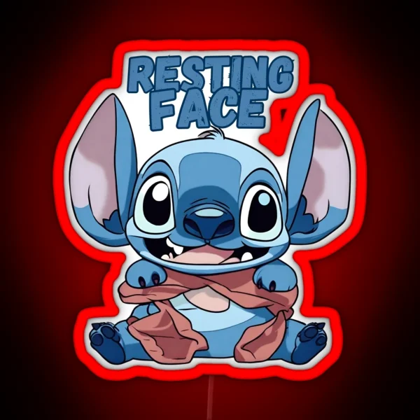 Cute Kawaii Stitch Resting Face RGB Neon Sign