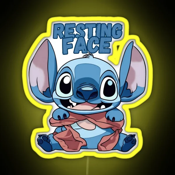 Cute Kawaii Stitch Resting Face RGB Neon Sign