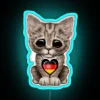 Cute Kitten Cat With German Flag Heart RGB Neon Sign - Image 3