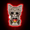 Cute Kitten Cat With German Flag Heart RGB Neon Sign - Image 2
