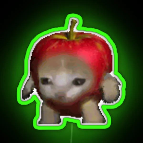 Cute Kitten In An Apple Meme Applecatrun RGB Neon Sign