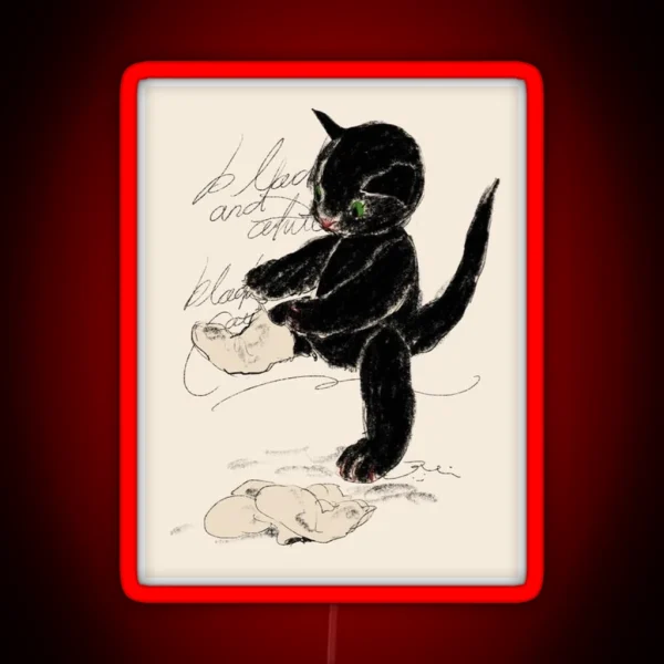 Cute Kitten Putting On Socks RGB Neon Sign