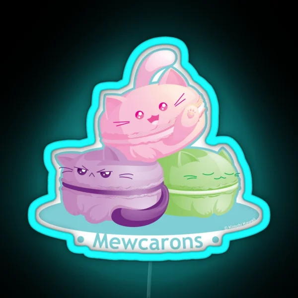 Cute Kitty Cat Macarons RGB Neon Sign