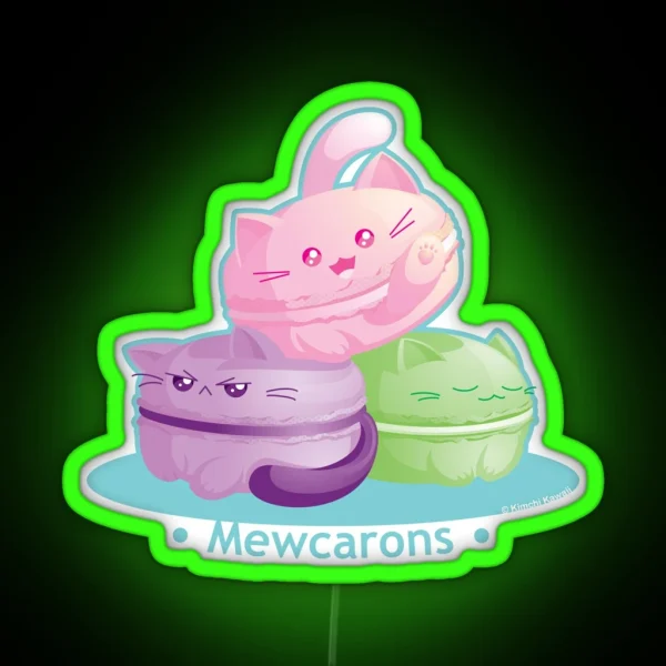 Cute Kitty Cat Macarons RGB Neon Sign