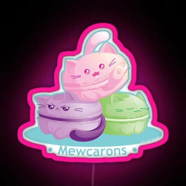 Cute Kitty Cat Macarons RGB Neon Sign