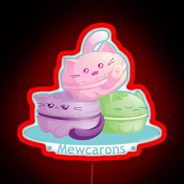 Cute Kitty Cat Macarons RGB Neon Sign