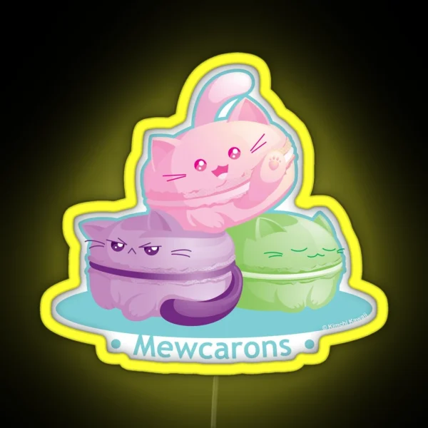 Cute Kitty Cat Macarons RGB Neon Sign