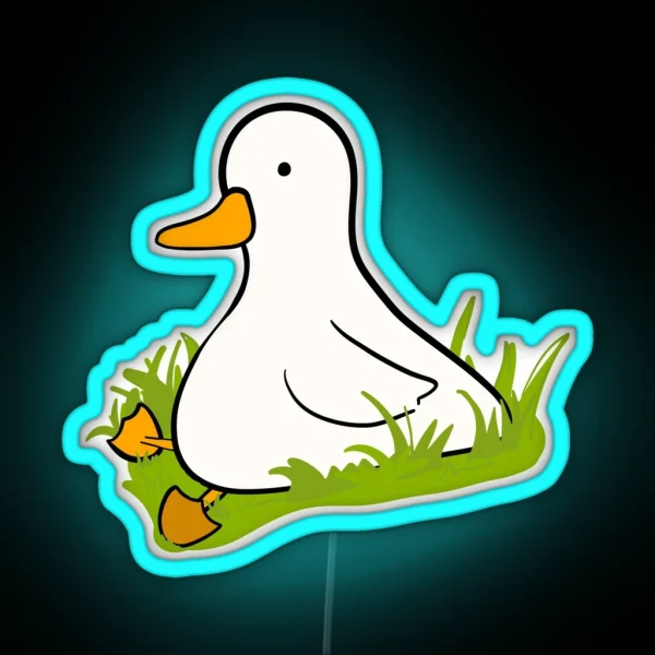 Cute Little Duck Minding His Own Business RGB Neon Sign