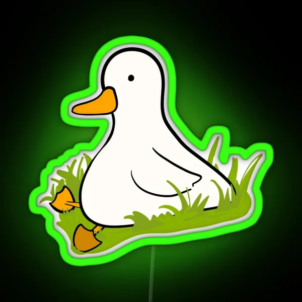Cute Little Duck Minding His Own Business RGB Neon Sign