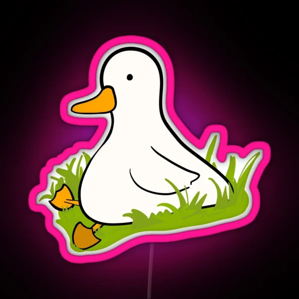 Cute Little Duck Minding His Own Business RGB Neon Sign
