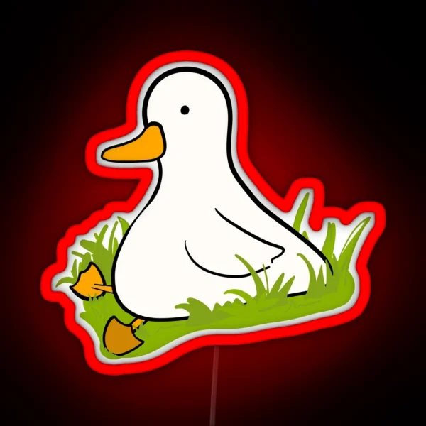 Cute Little Duck Minding His Own Business RGB Neon Sign