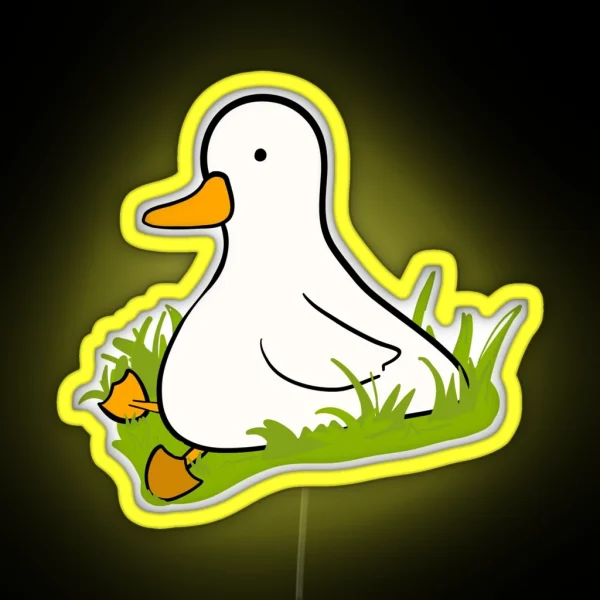 Cute Little Duck Minding His Own Business RGB Neon Sign