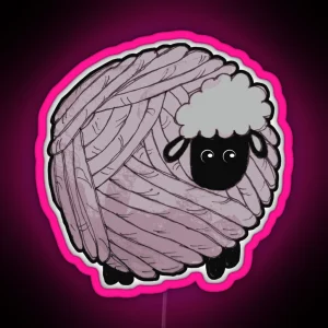 Cute Little Pink Ball Of Wool Sheep Lamb RGB Neon Sign