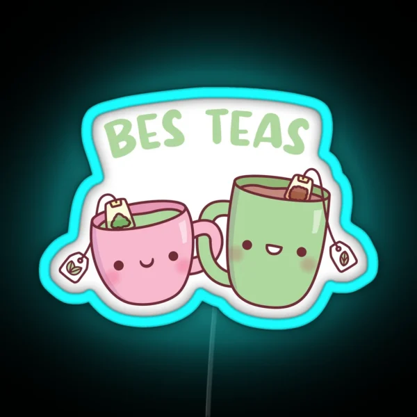Cute Mugs Bes Teas Besties RGB Neon Sign