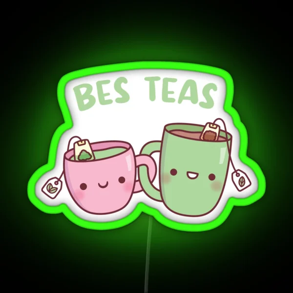 Cute Mugs Bes Teas Besties RGB Neon Sign
