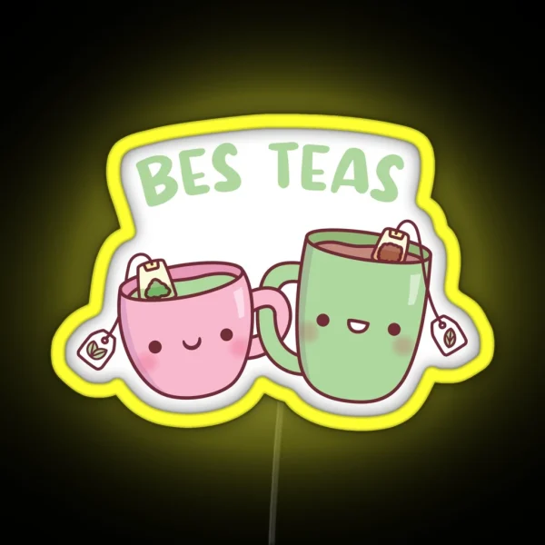 Cute Mugs Bes Teas Besties RGB Neon Sign