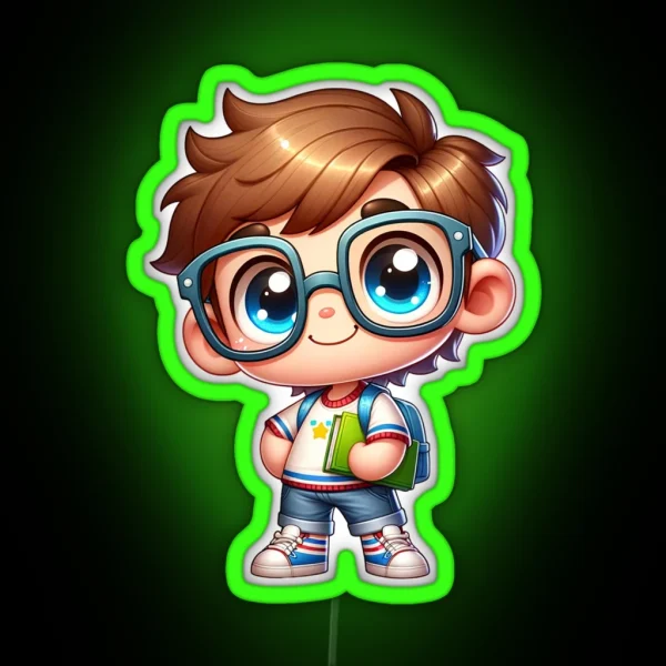 Cute Nerdy Boy RGB Neon Sign